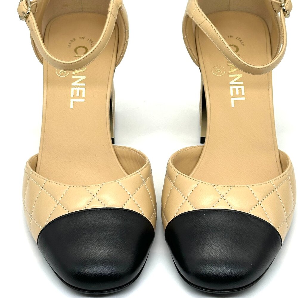 CHANEL 24B Lambskin Quilted Leather Mary Jane Pumps Mirror Heel Sandals - Picture 6 of 16